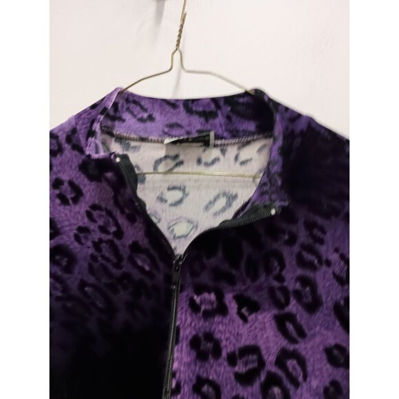 VTG Y2K Diamond's Womens Whimsygoth Jacket Medium Purple Animal Print Velvet - Picture 2 of 6